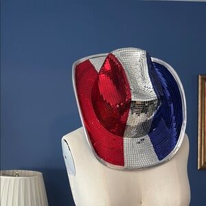 🌟Mirror Ball Cowboy Hat in Red, Silver, and Blue
